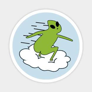 ALIEN SURFING IN A CLOUD Magnet